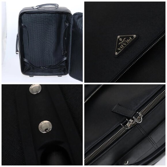 PRADA Suitcase Safiano leather Black Auth ep8401 - Picture 15 of 16